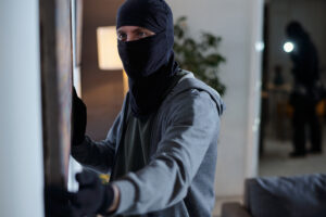 Home - criminal wearing mask stealing painting home burglary